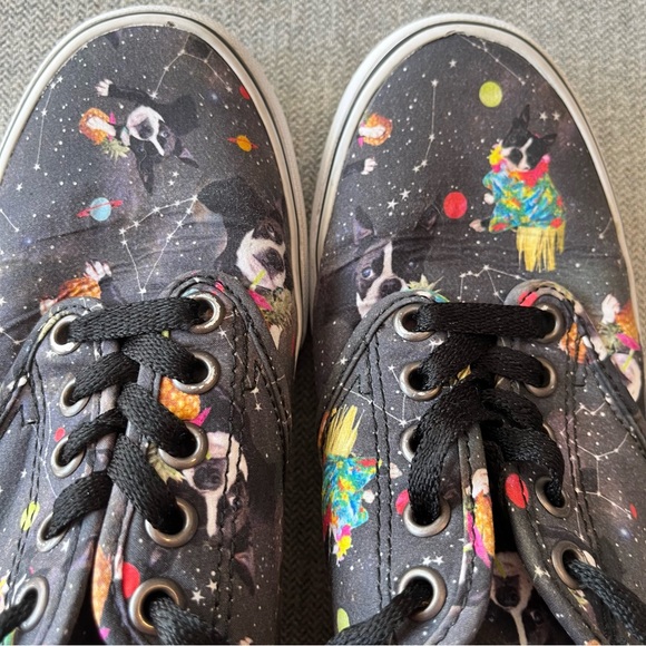 Vans Off the Wall Tennis Shoes Dog Print Boston Terrier in Space Galaxy Sz 6 - Picture 5 of 8